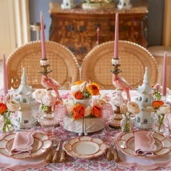 Mrs. Alice Table Linen Sets|Pink Applique Placemats & Napkins (Set Of 4)