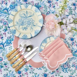 Mrs. Alice Table Linen Sets|Pink Applique Placemats & Napkins (Set Of 4)