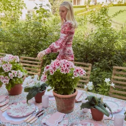 Mrs. Alice Table Linen Sets|Pink Applique Placemats & Napkins (Set Of 4)