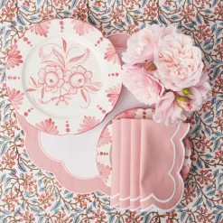 Mrs. Alice Table Linen Sets|Pink Applique Placemats & Napkins (Set Of 4)