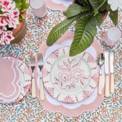 Mrs. Alice Table Linen Sets|Pink Applique Placemats & Napkins (Set Of 4)