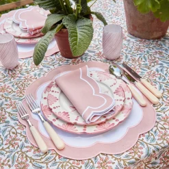 Mrs. Alice Table Linen Sets|Pink Applique Placemats & Napkins (Set Of 4)