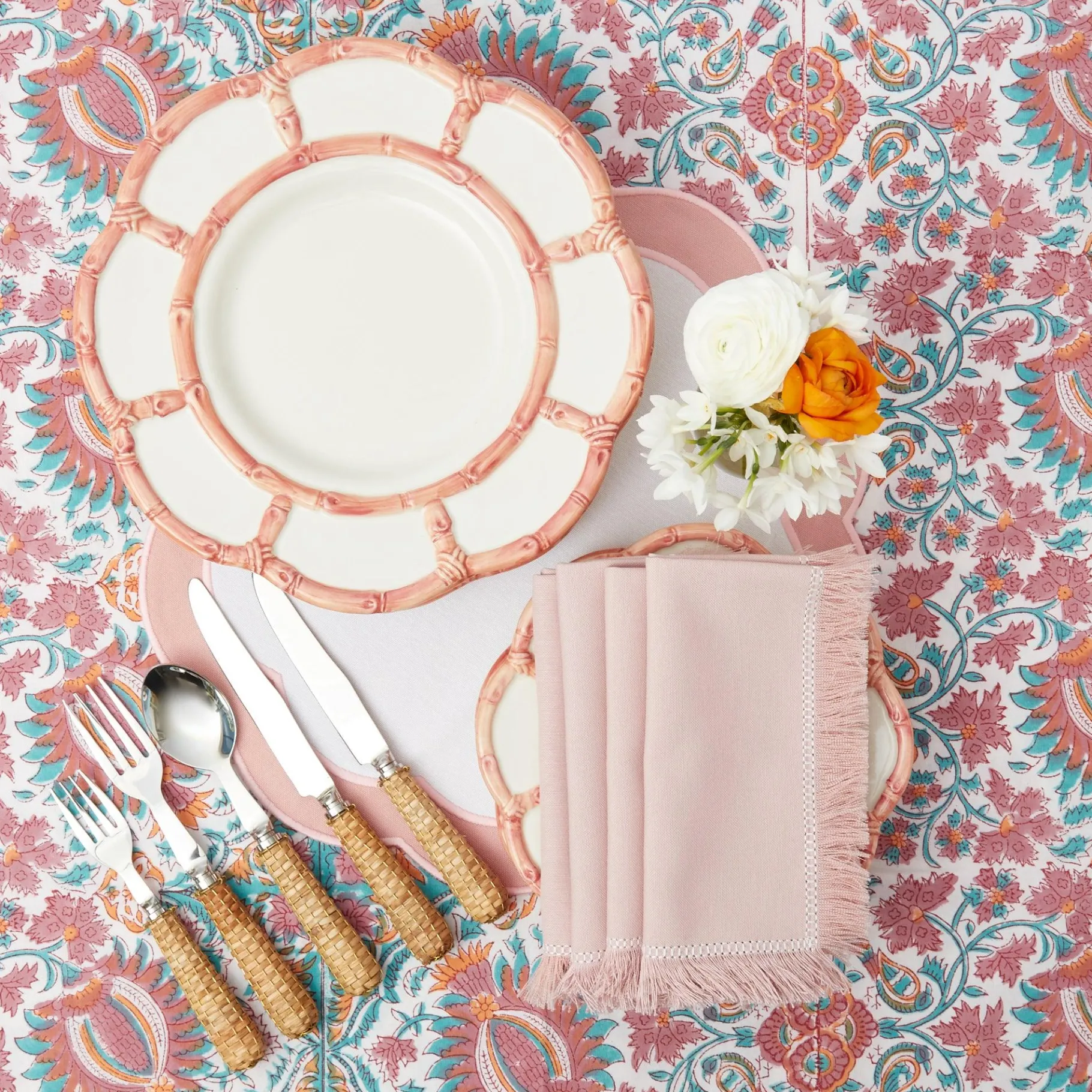 Mrs. Alice Placemats|Pink Applique Placemats (Set Of 4)
