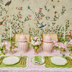 Mrs. Alice Tablecloths|Pink Bamboo Trellis Tablecloth