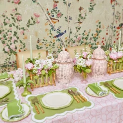 Mrs. Alice Tablecloths|Pink Bamboo Trellis Tablecloth