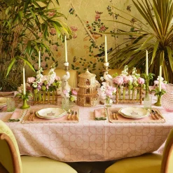 Mrs. Alice Tablecloths|Pink Bamboo Trellis Tablecloth
