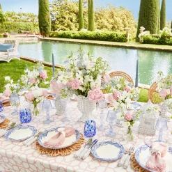 Mrs. Alice Table Linen Sets|Pink Bamboo, Water Hyacinth & Pink Fringe Linen Set