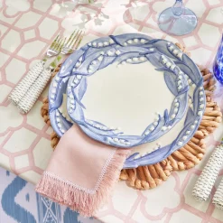 Mrs. Alice Table Linen Sets|Pink Bamboo, Water Hyacinth & Pink Fringe Linen Set