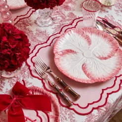 Mrs. Alice Crockery Sets|Pink Capri Lettuce Dinner Plate (Set Of 4)