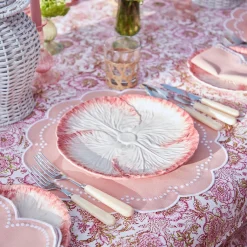 Mrs. Alice Crockery Sets|Pink Capri Lettuce Dinner Plate (Set Of 4)