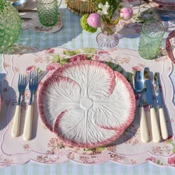 Mrs. Alice Crockery Sets|Pink Capri Lettuce Dinner Plate (Set Of 4)
