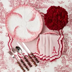 Mrs. Alice Crockery Sets|Pink Capri Lettuce Dinner Plate (Set Of 4)