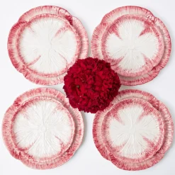 Mrs. Alice Lettuce Crockery|Pink Capri Lettuce Dinner Plate (Set Of 4)
