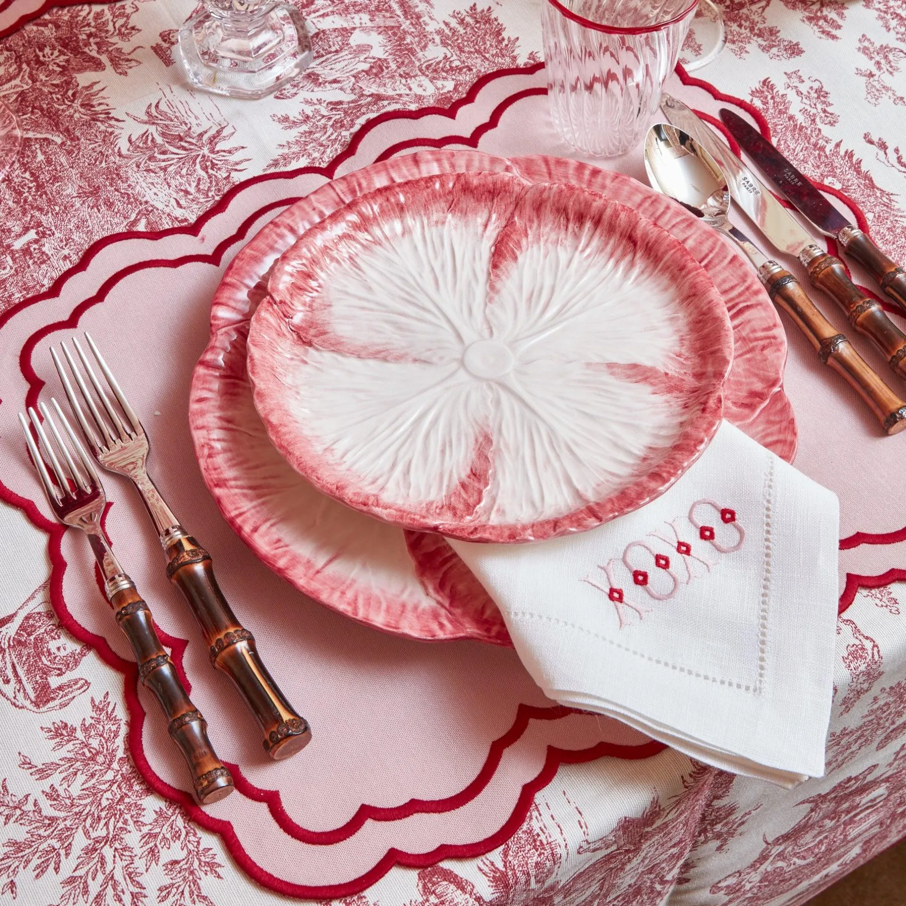 Mrs. Alice Crockery Sets|Pink Capri Lettuce Starter Plate (Set Of 4)