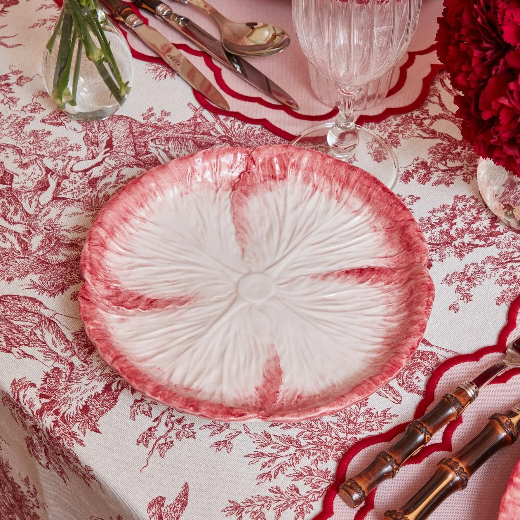 Mrs. Alice Crockery Sets|Pink Capri Lettuce Starter Plate (Set Of 4)