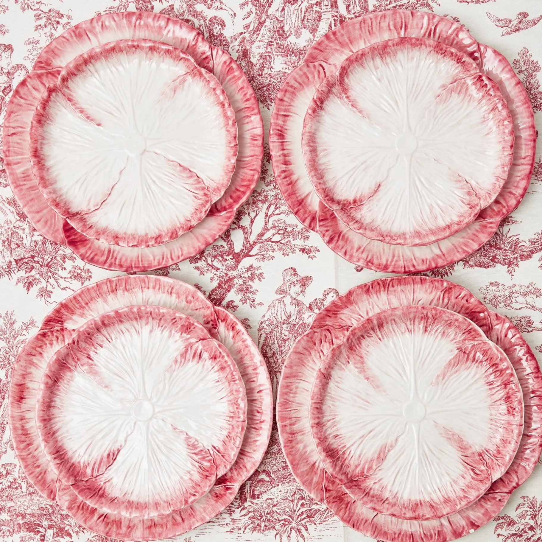 Mrs. Alice Crockery Sets|Pink Capri Lettuce Starter Plate (Set Of 4)