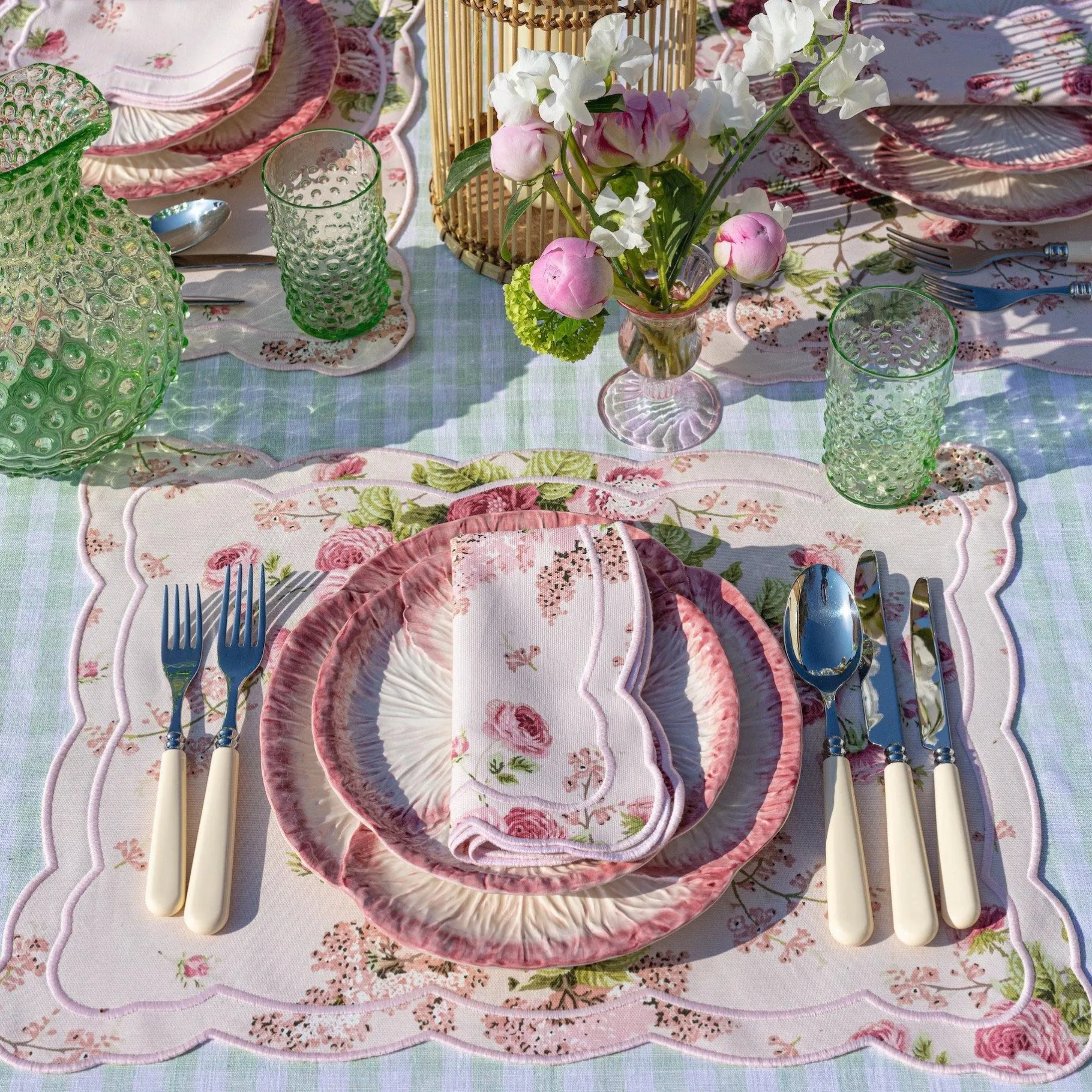 Mrs. Alice Crockery Sets|Pink Capri Lettuce Starter Plate (Set Of 4)