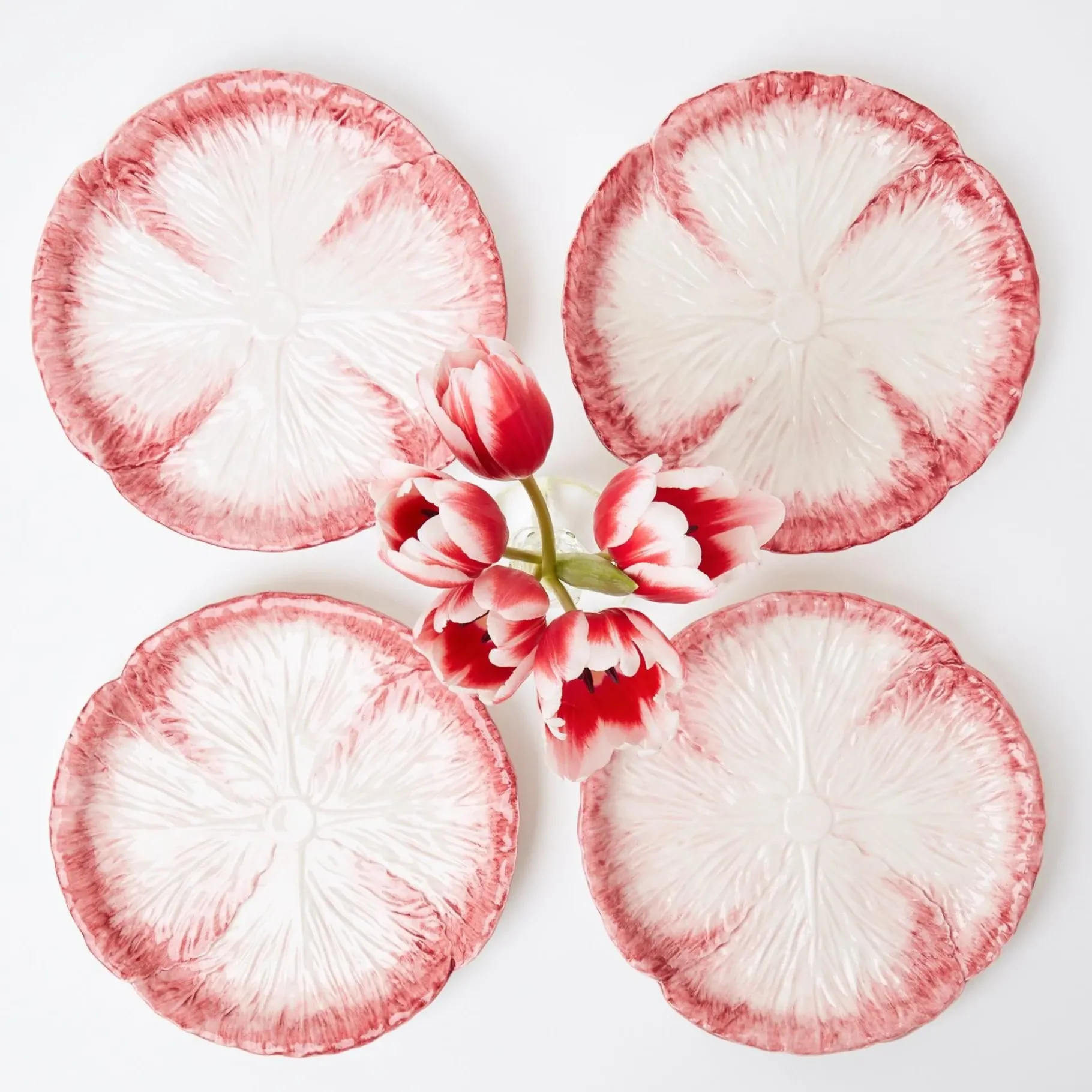 Mrs. Alice Crockery Sets|Pink Capri Lettuce Starter Plate (Set Of 4)