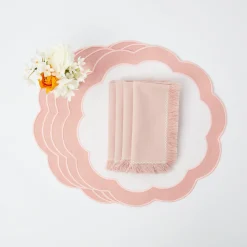 Mrs. Alice Napkins|Pink Fringe Napkins (Set Of 4)