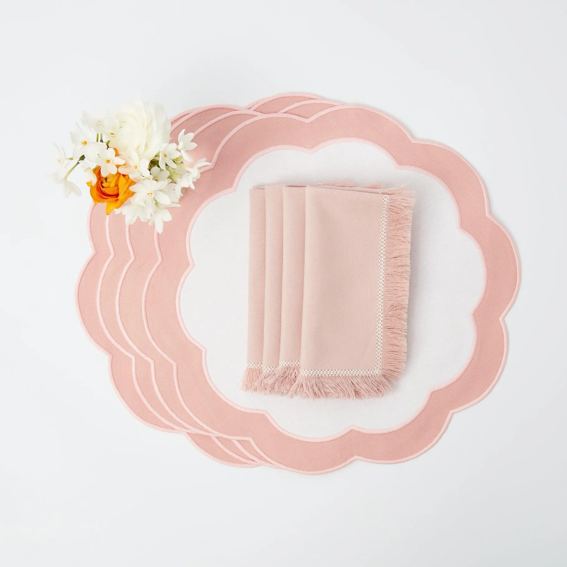 Mrs. Alice Napkins|Pink Fringe Napkins (Set Of 4)