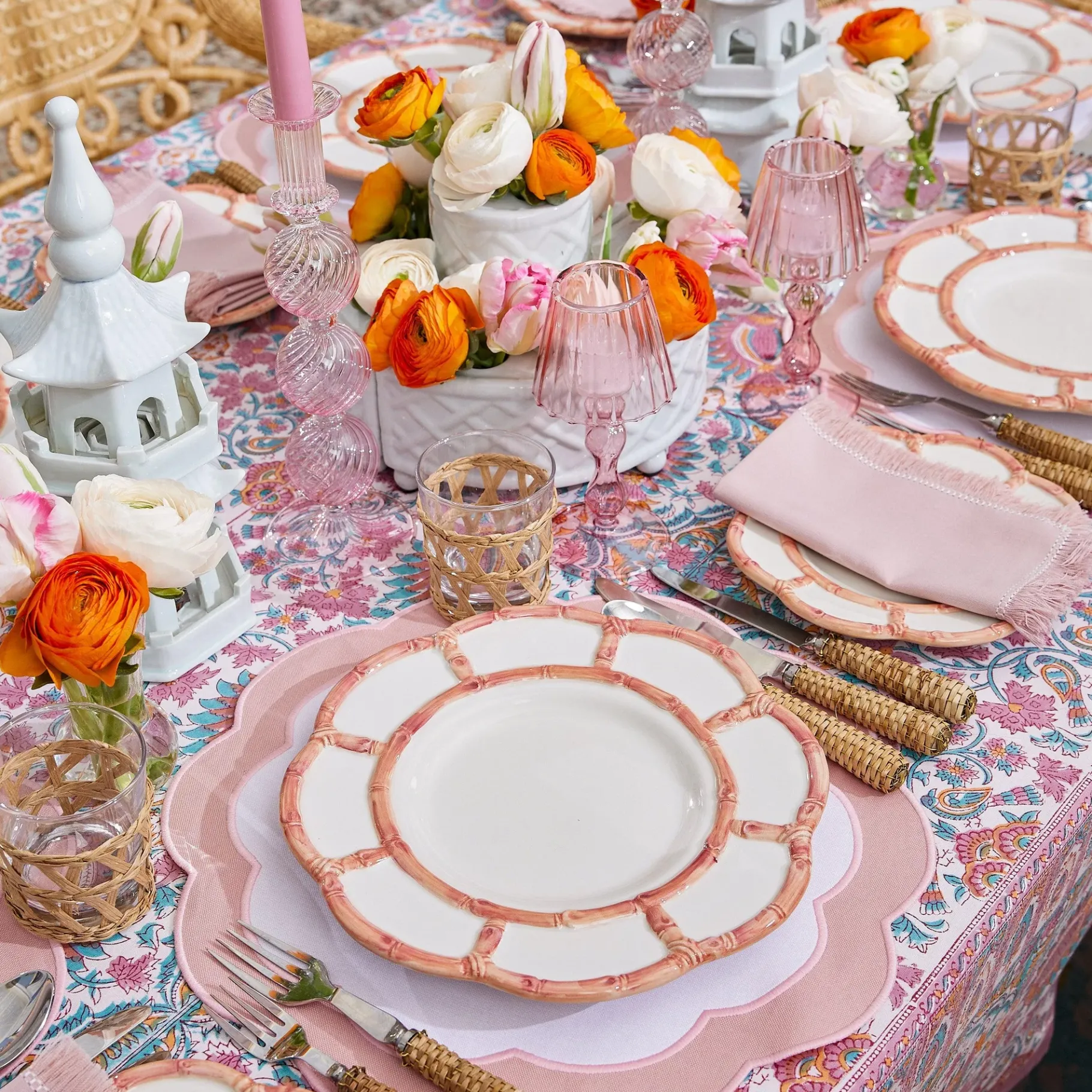 Mrs. Alice Napkins|Pink Fringe Napkins (Set Of 4)