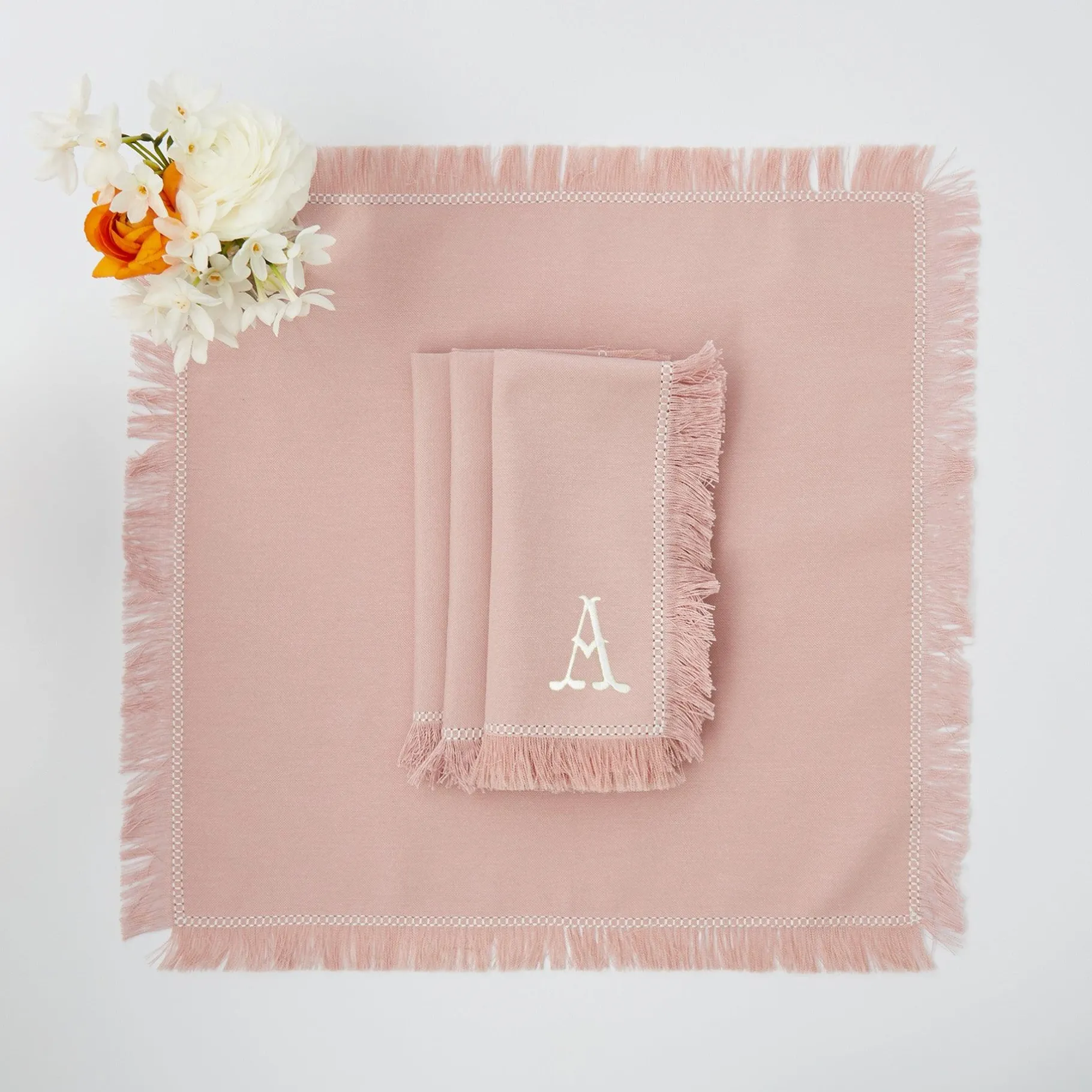 Mrs. Alice Napkins|Pink Fringe Napkins (Set Of 4)