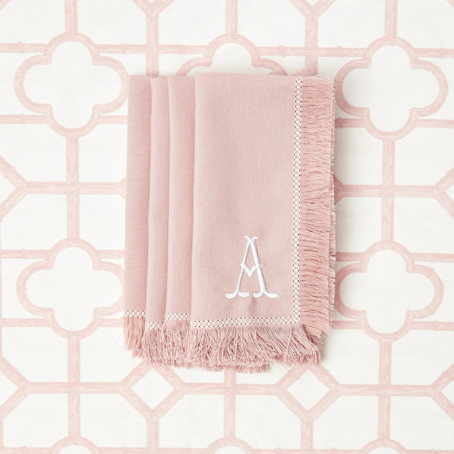 Mrs. Alice Napkins|Pink Fringe Napkins (Set Of 4)