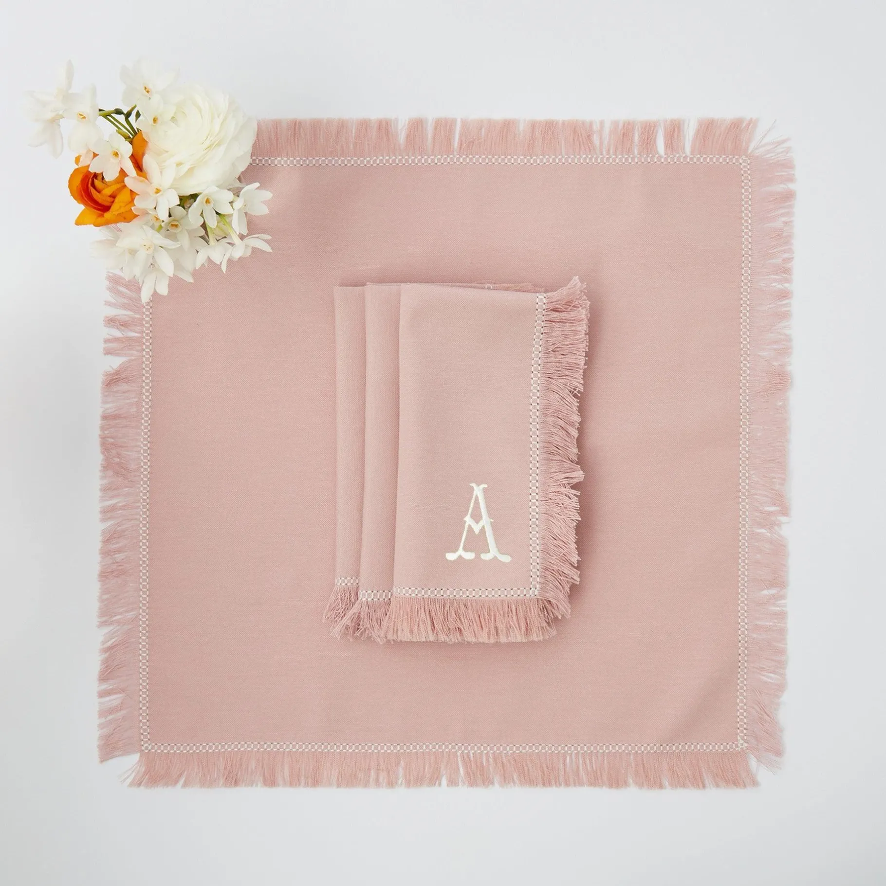 Mrs. Alice Napkins|Pink Fringe Napkins (Set Of 4)