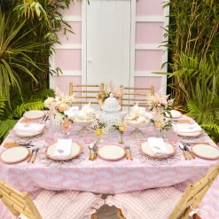 Mrs. Alice Starter Plates|Pink Geometric Bamboo Starter Plate (Set Of 4)