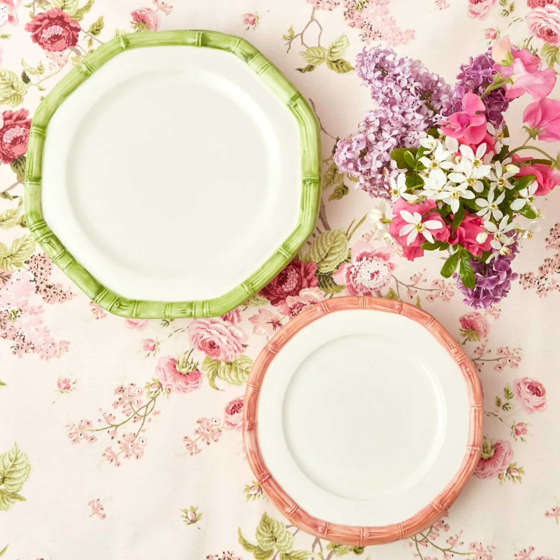 Mrs. Alice Starter Plates|Pink Geometric Bamboo Starter Plate (Set Of 4)