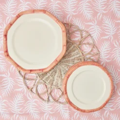 Mrs. Alice Bamboo Crockery|Pink Geometric Bamboo Starter Plate (Set Of 4)