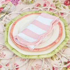 Mrs. Alice Bamboo Crockery|Pink Geometric Bamboo Starter Plate (Set Of 4)