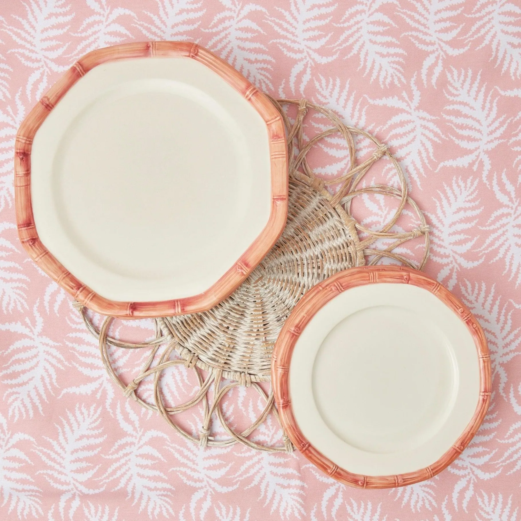 Mrs. Alice Crockery Sets|Pink Geometric Bamboo Starter Plate (Set Of 4)