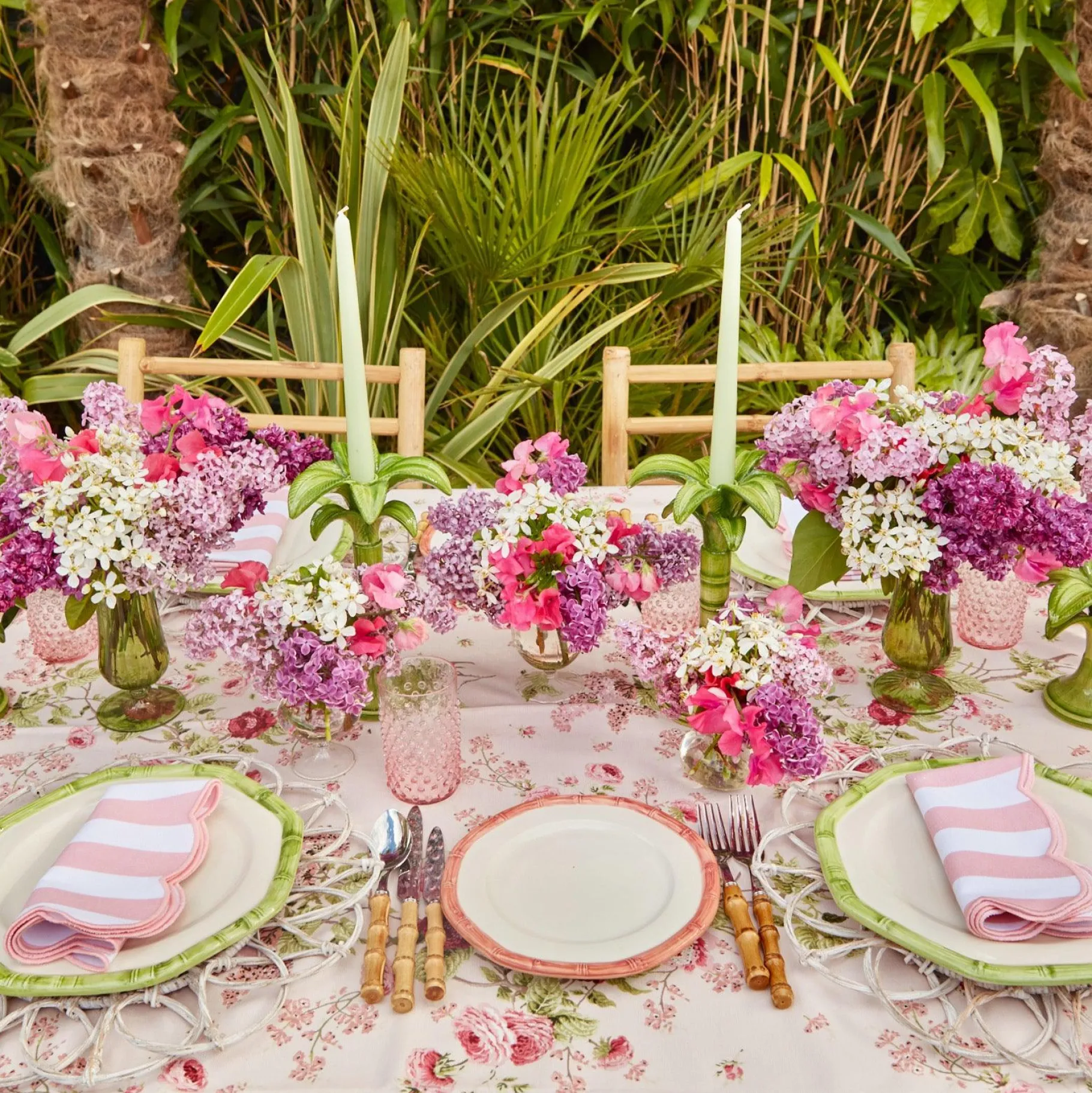 Mrs. Alice Crockery Sets|Pink Geometric Bamboo Starter Plate (Set Of 4)