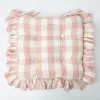 Mrs. Alice Cushions|Pink Gingham Ruffle Seat Pad Cushion