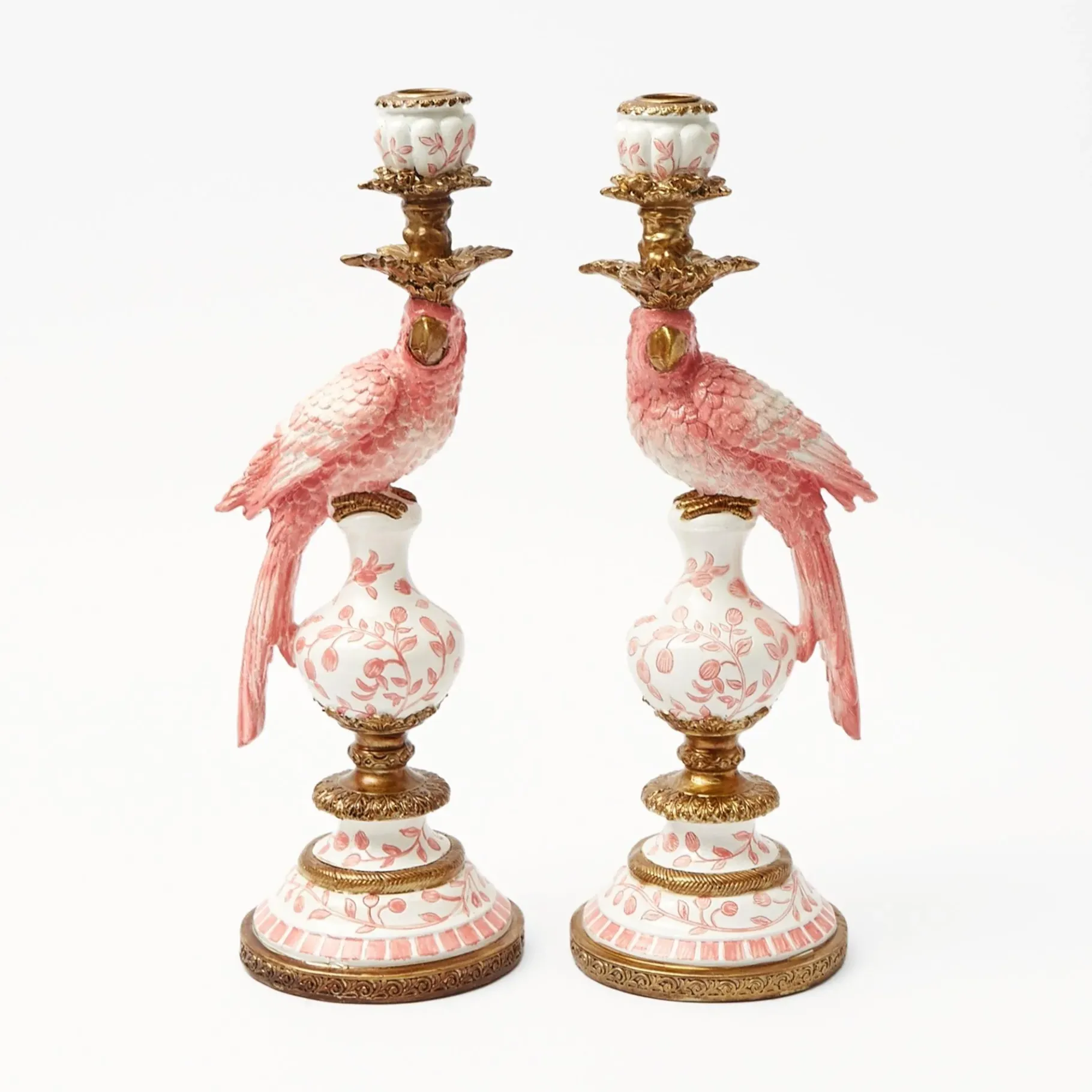 Mrs. Alice Candle Holders|Pink Parrot Candle Holder (Pair)