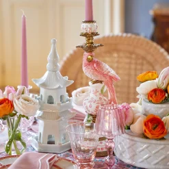 Mrs. Alice Candle Holders|Pink Parrot Candle Holder (Pair)