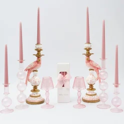 Mrs. Alice Candle Holders|Pink Parrot Candlescape