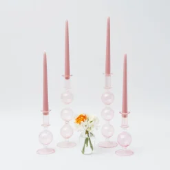 Mrs. Alice Candle Holders|Pink Parrot Candlescape