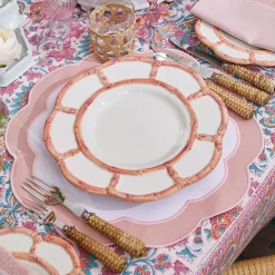 Mrs. Alice Crockery Sets|Pink Petal Bamboo Dinner Plates (Set Of 4)