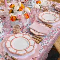 Mrs. Alice Crockery Sets|Pink Petal Bamboo Dinner & Starter Plates (Set Of 8)