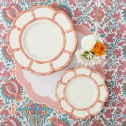 Mrs. Alice Crockery Sets|Pink Petal Bamboo Dinner & Starter Plates (Set Of 8)