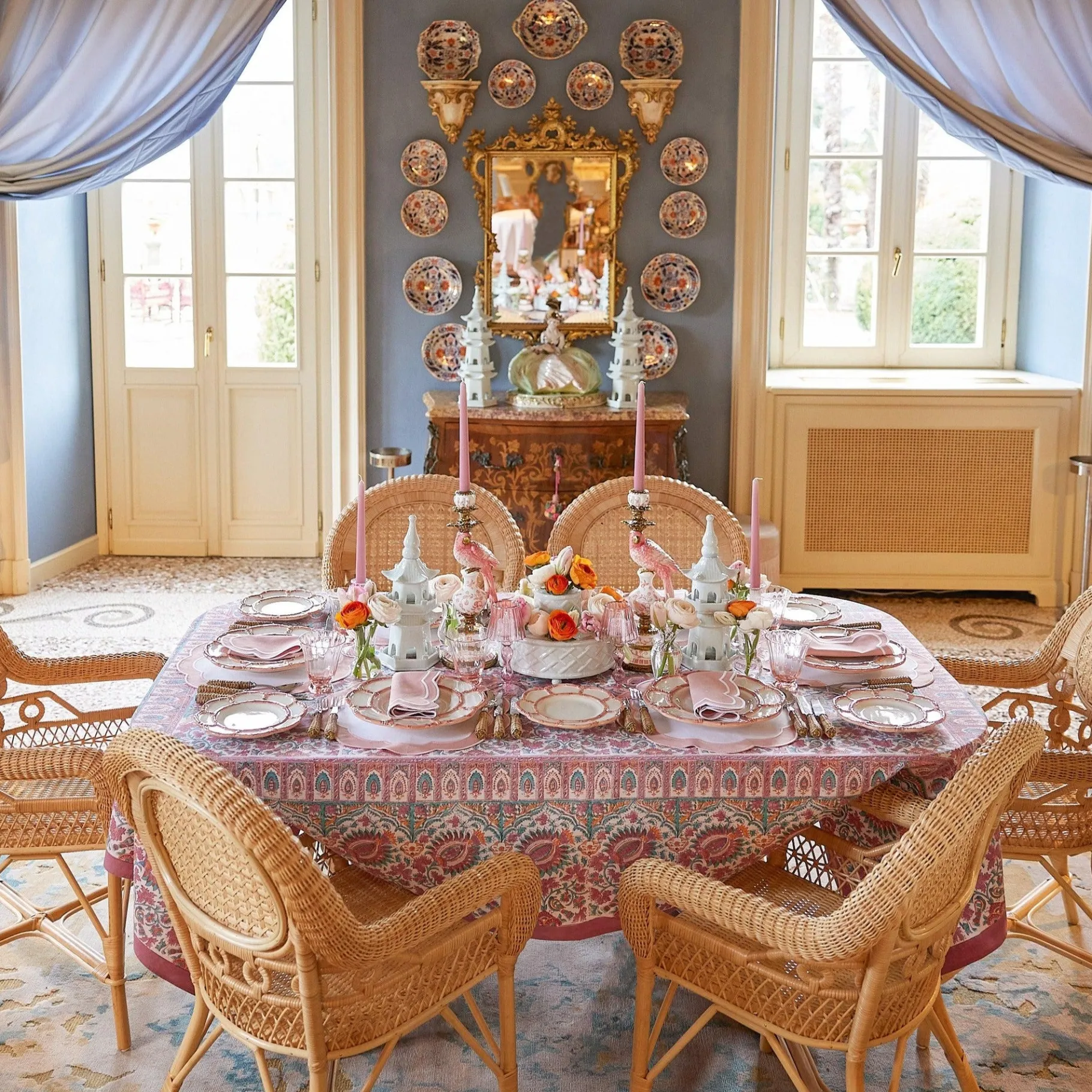 Mrs. Alice Crockery Sets|Pink Petal Bamboo Starter Plates (Set Of 4)