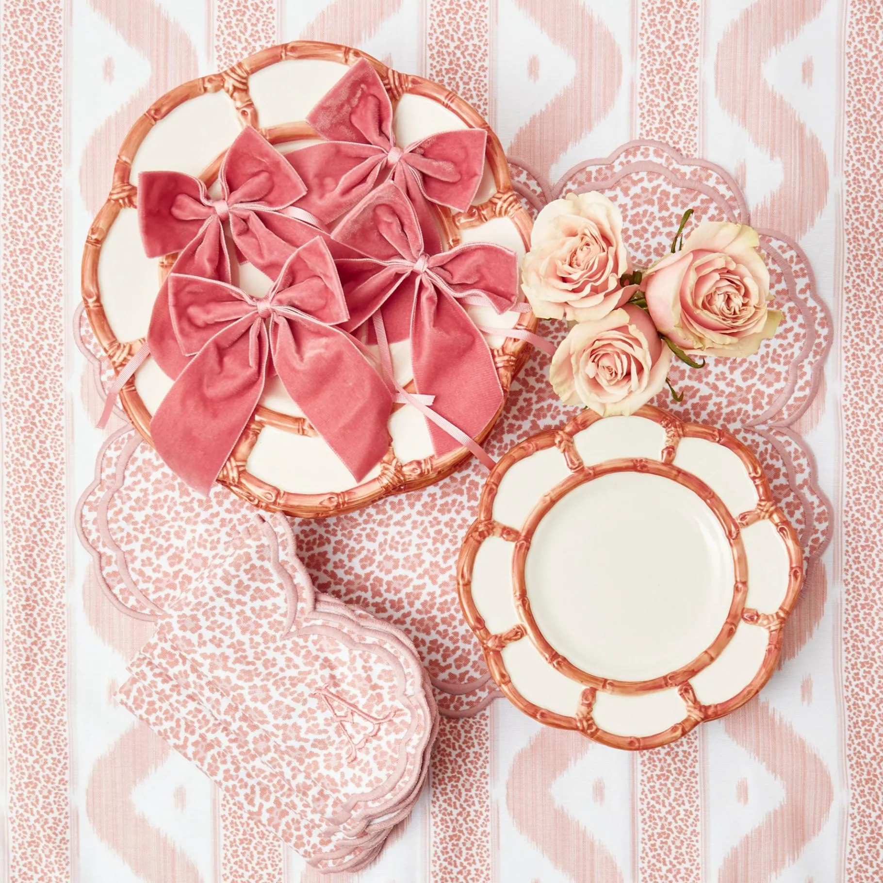 Mrs. Alice Crockery Sets|Pink Petal Bamboo Starter Plates (Set Of 4)
