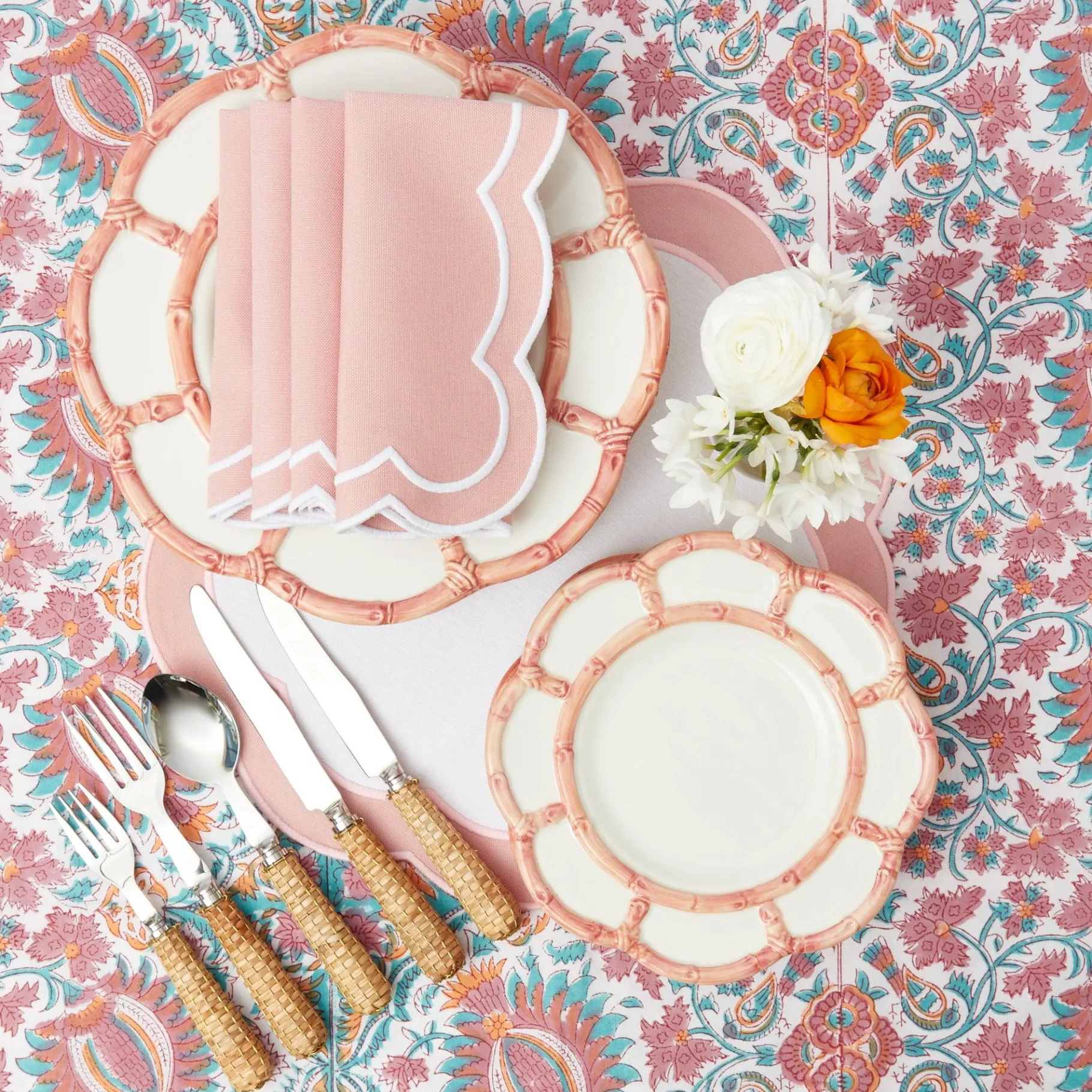 Mrs. Alice Crockery Sets|Pink Petal Bamboo Starter Plates (Set Of 4)
