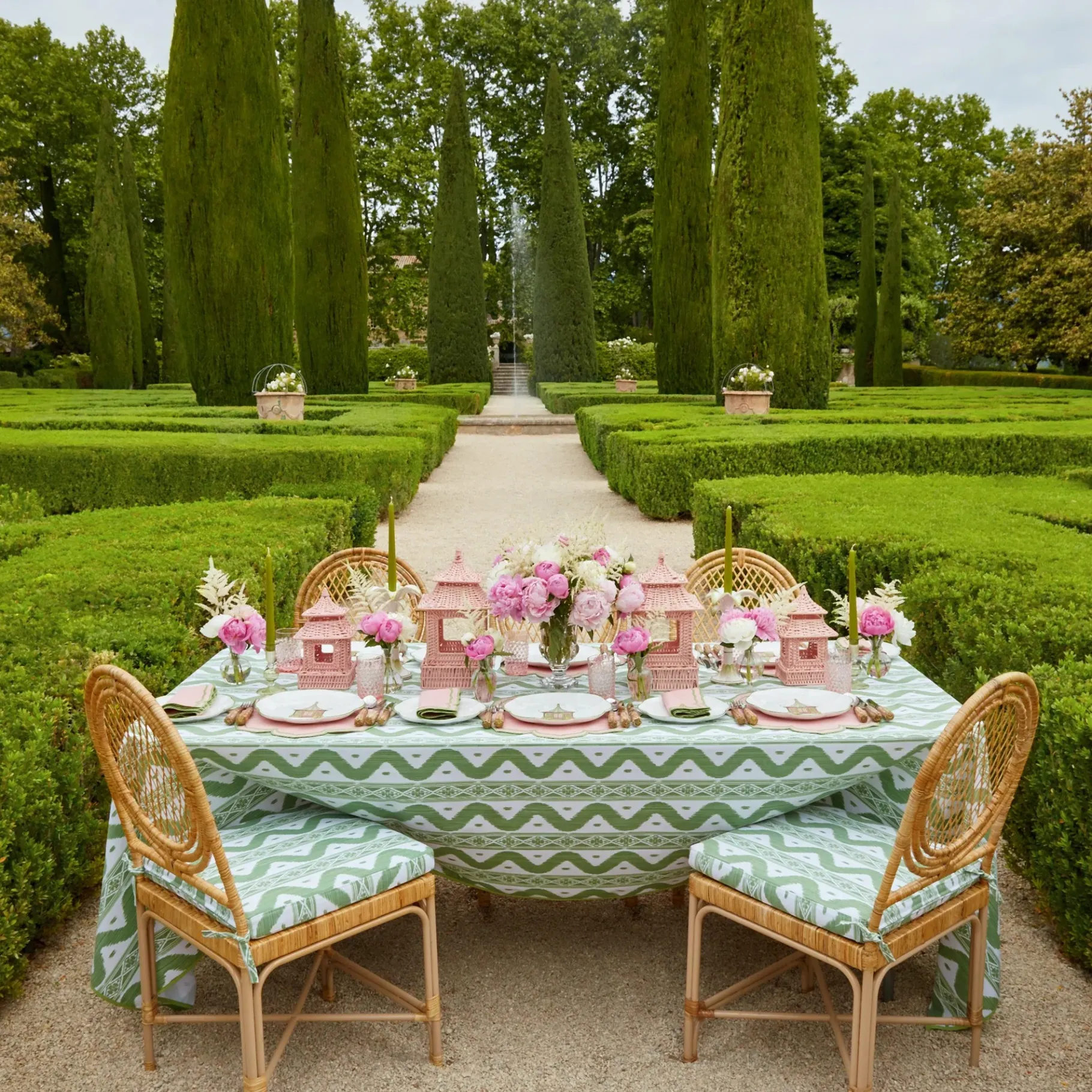 Mrs. Alice Candle Holders|Pink Rattan Pagoda Lantern