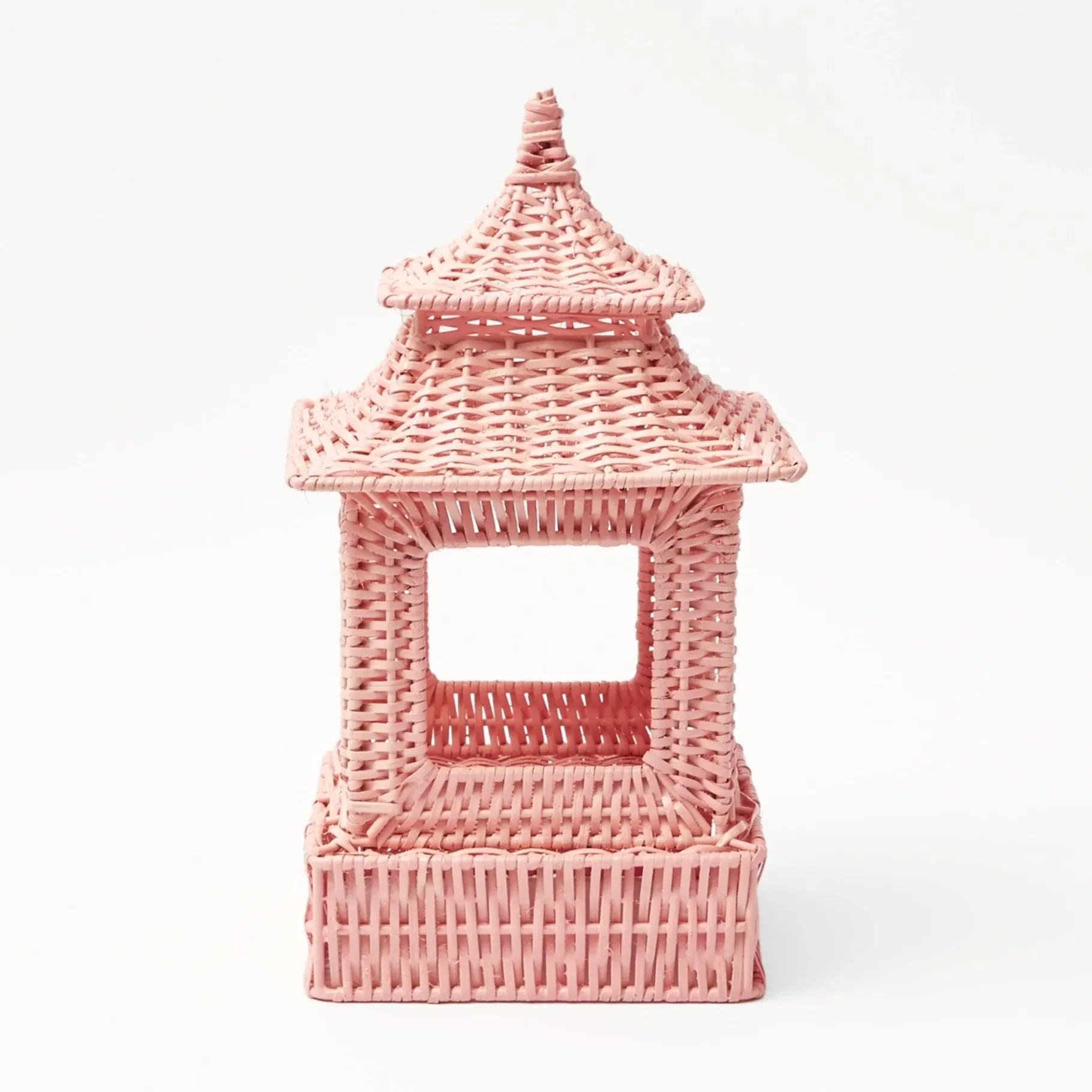 Mrs. Alice Candle Holders|Pink Rattan Pagoda Lantern