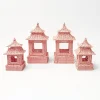 Mrs. Alice Candle Holders|Pink Rattan Pagoda Lantern Set