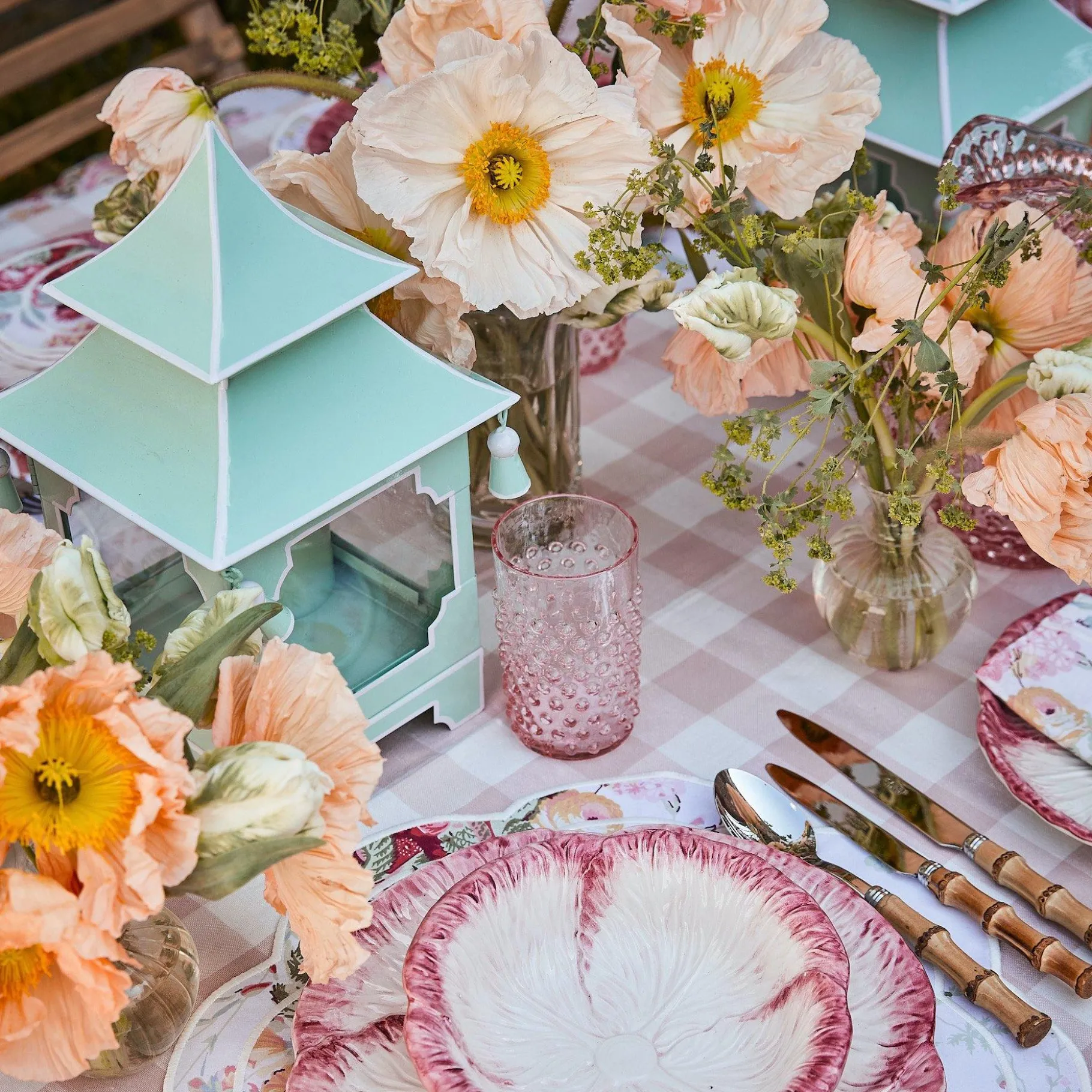 Mrs. Alice Candle Holders|Pistachio Green Pagoda Lantern