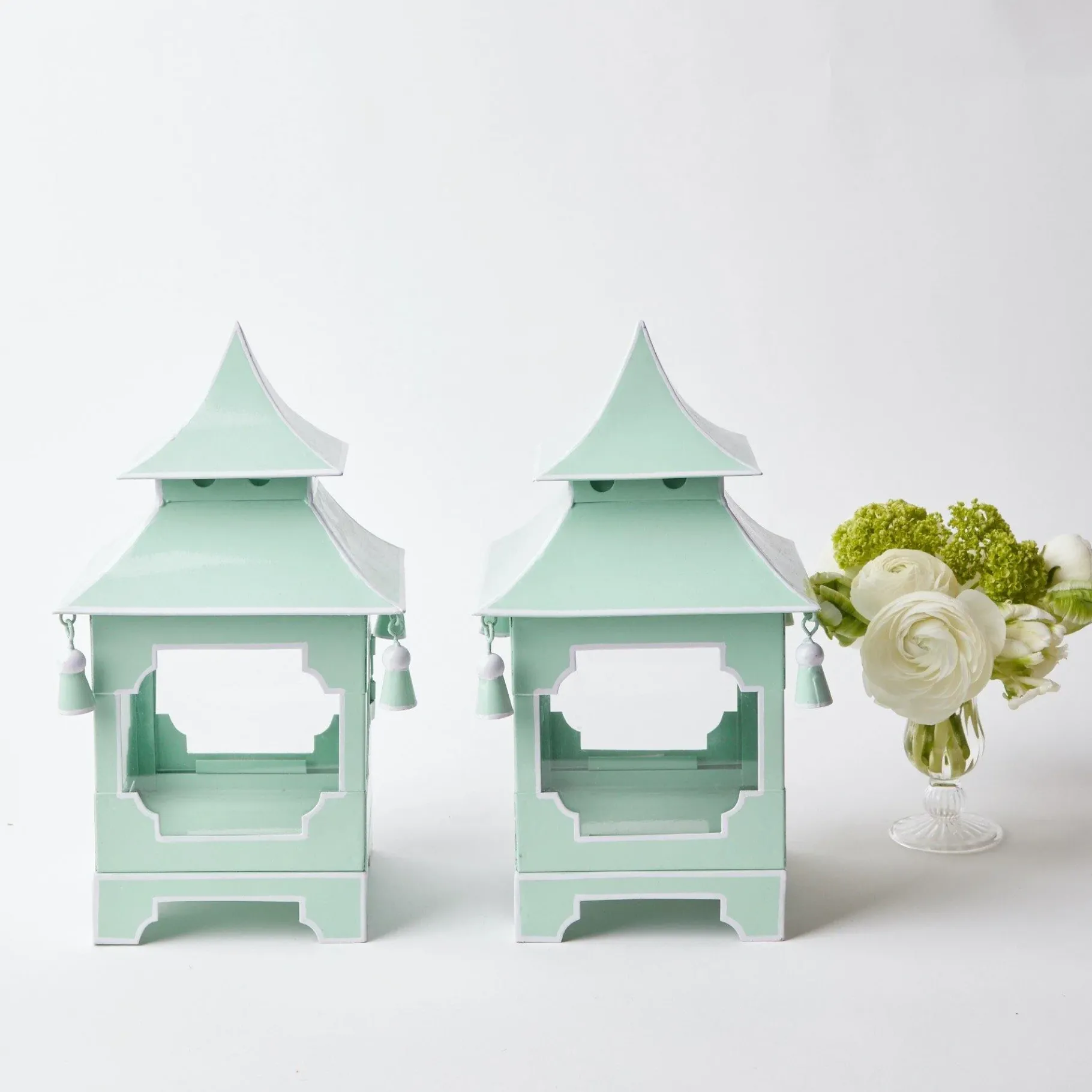 Mrs. Alice Candle Holders|Pistachio Green Pagoda Lantern